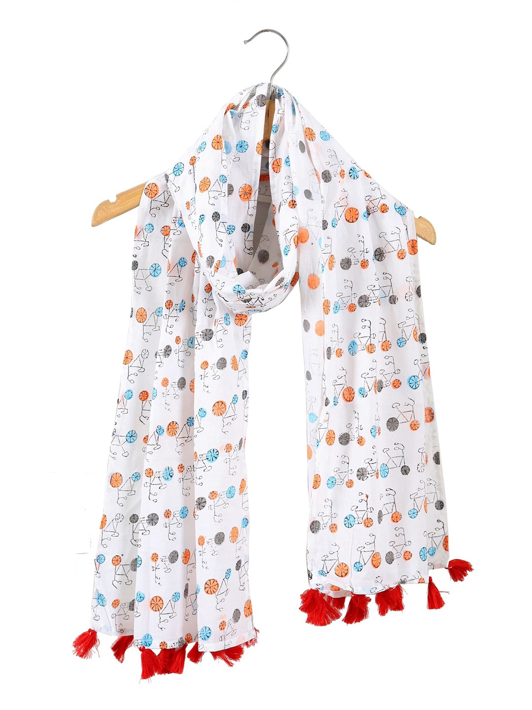 

HANDICRAFT PALACE Women Cotton Printed Scarf, White