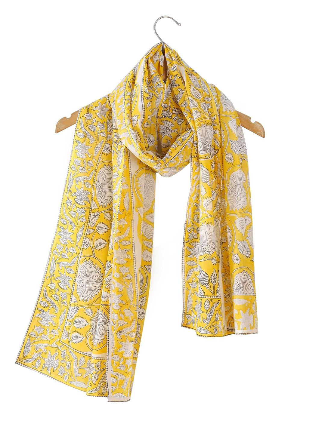 

HANDICRAFT PALACE Women Cotton Printed Scarf, Yellow