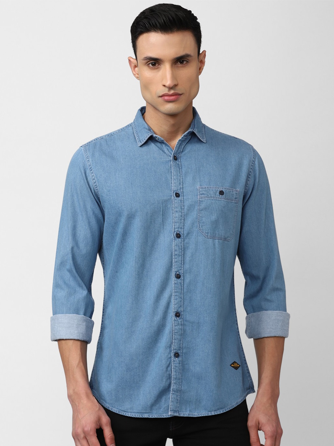 

VAN HEUSEN DENIM LABS Men Slim Fit Pure Cotton Casual Shirt, Blue