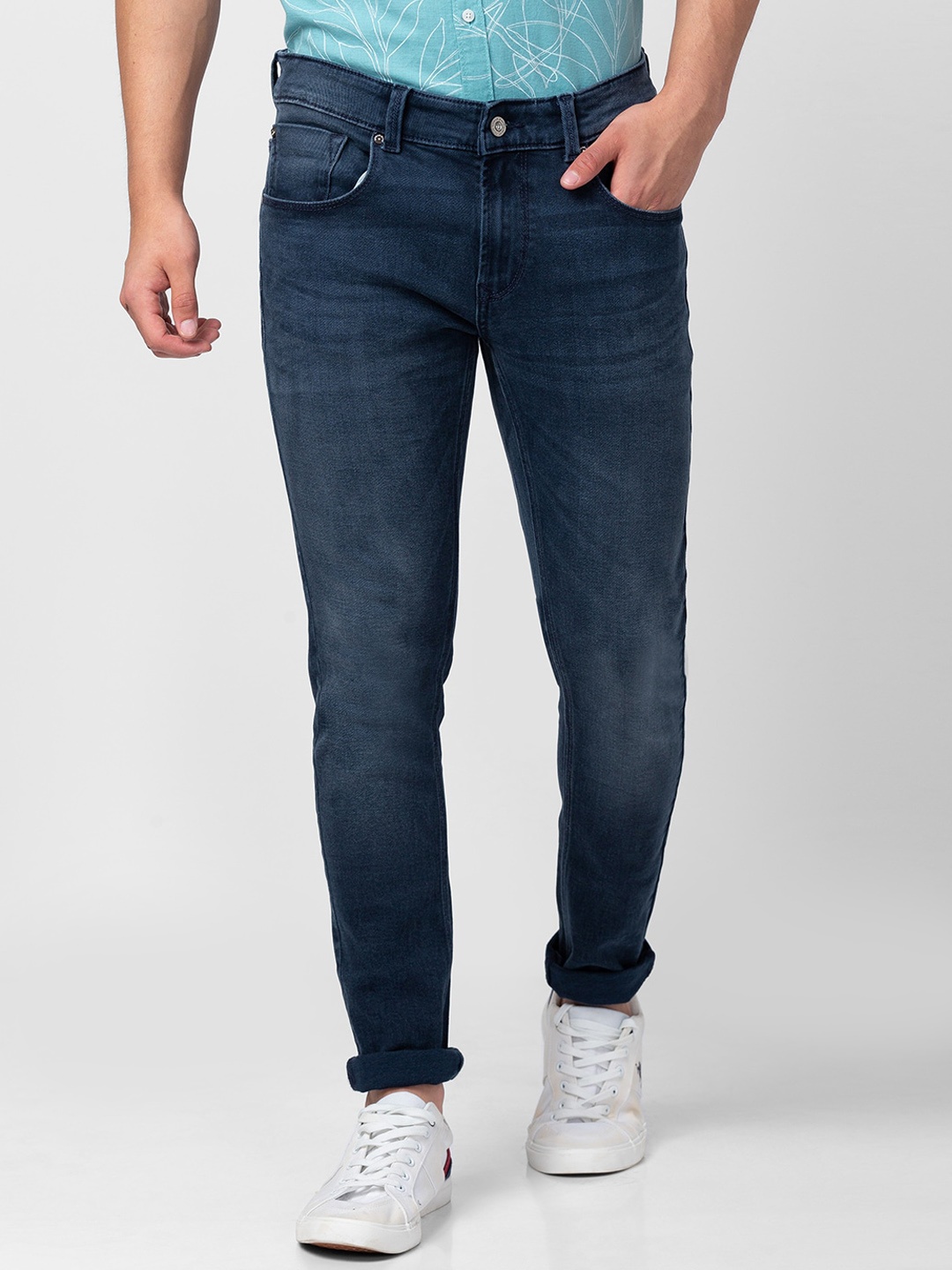 

SPYKAR Men Super Skinny Fit Low-Rise Light Fade Cotton Jeans, Grey