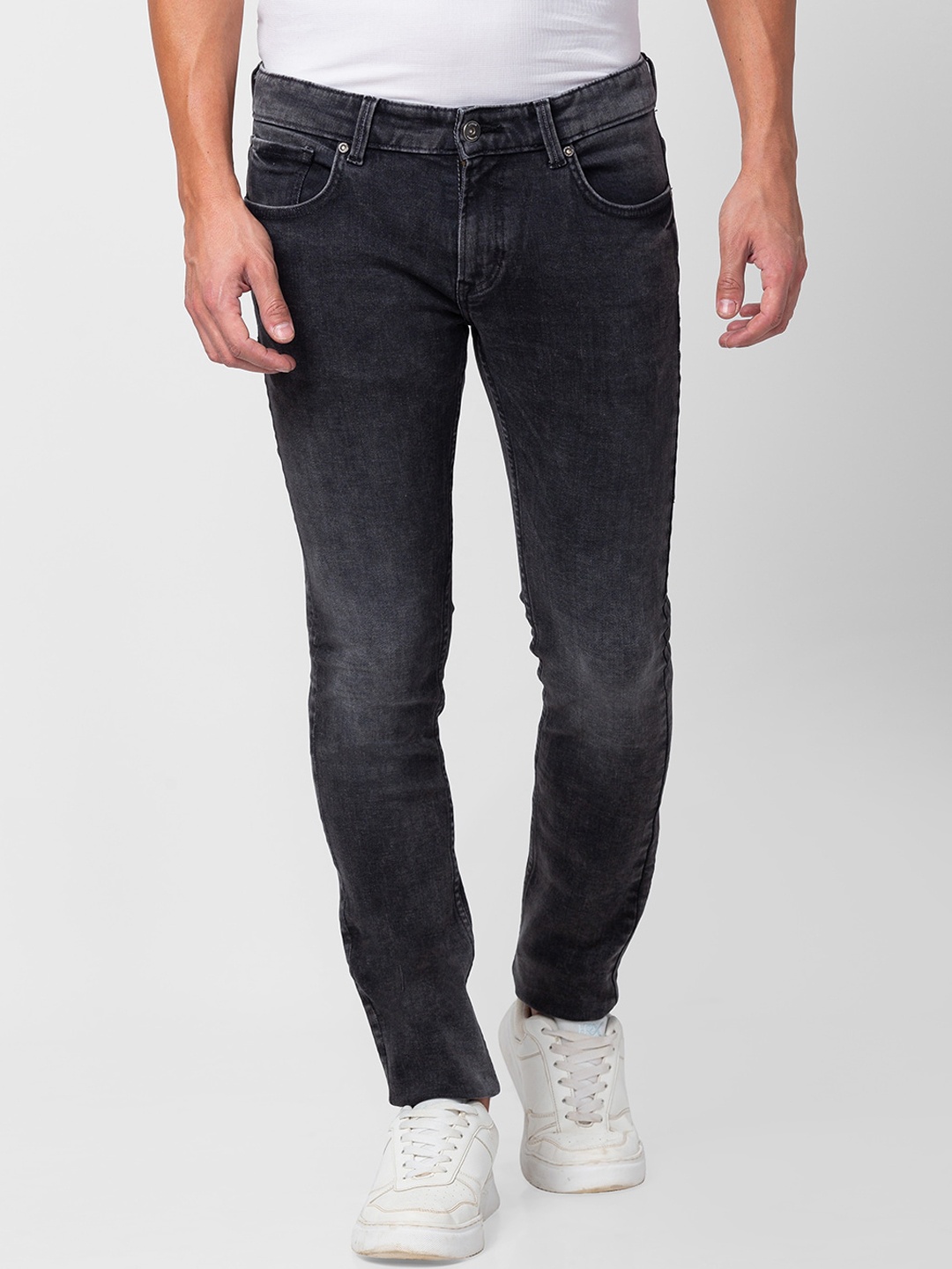 

SPYKAR Men Slim Fit Low-Rise Light Fade Cotton Jeans, Black