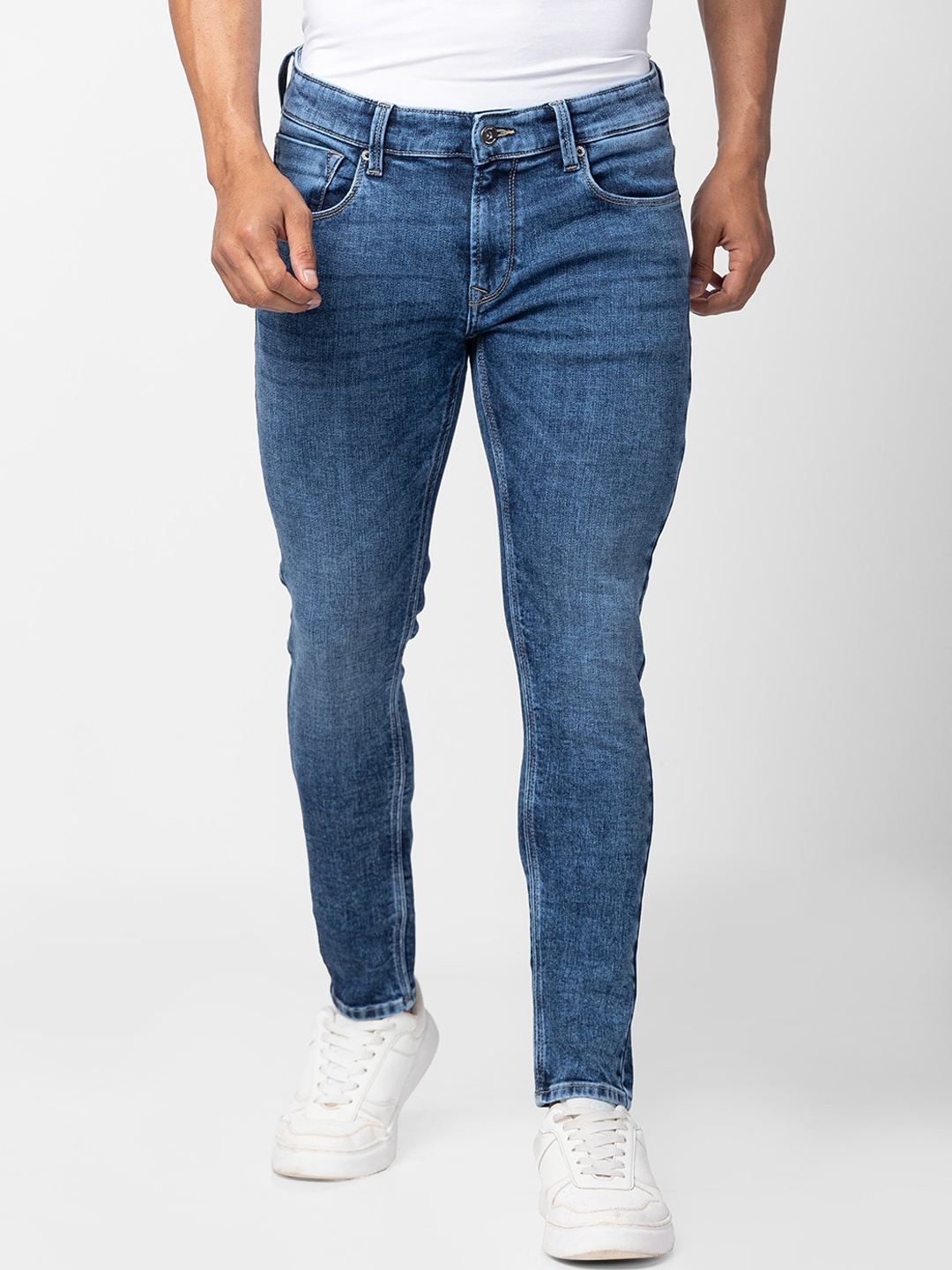 

SPYKAR Men Kano Slim Fit Heavy Fade Cotton Jeans, Blue