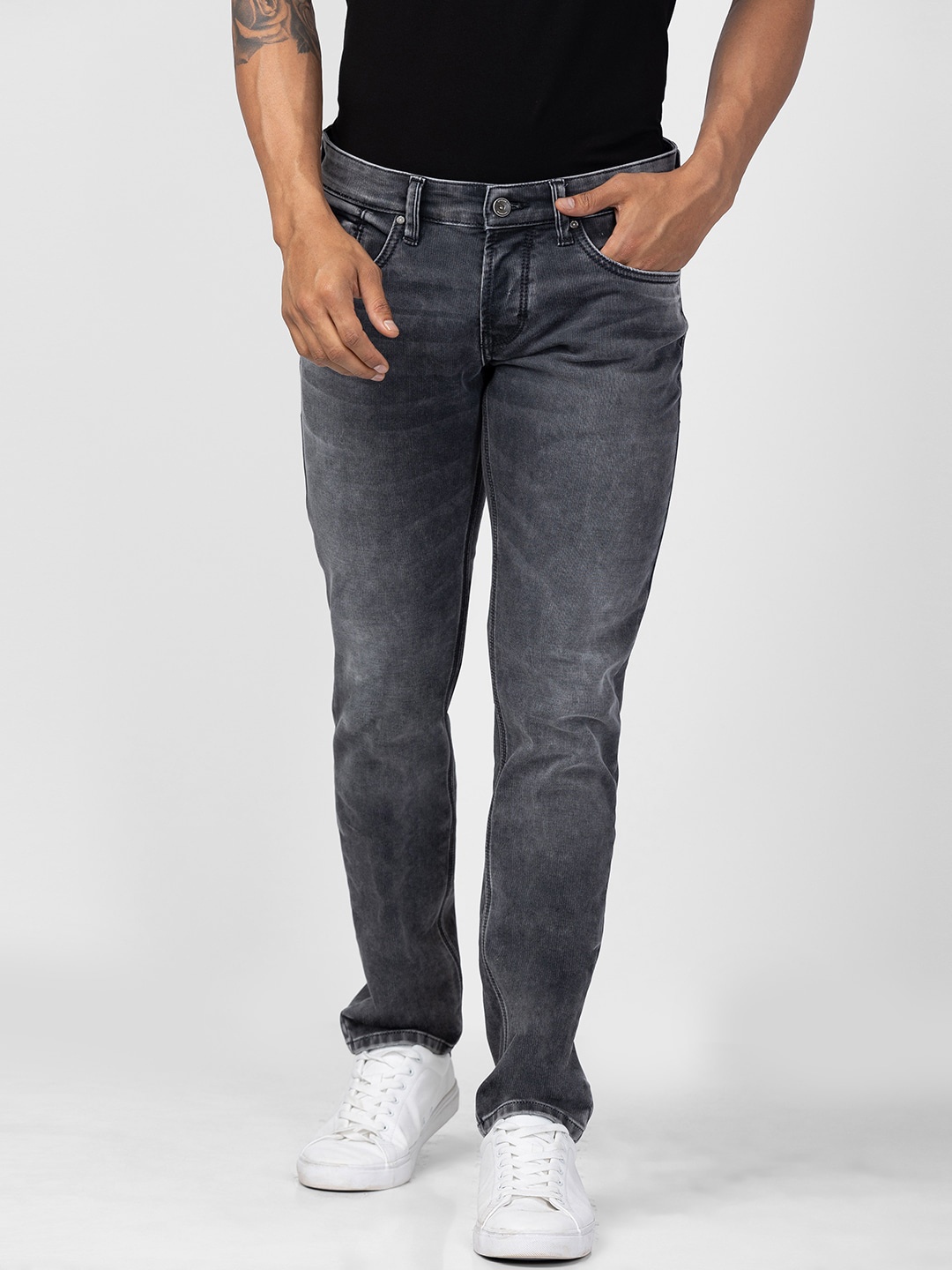 

SPYKAR Men Heavy Fade Mid-Rise Cotton Jeans, Black