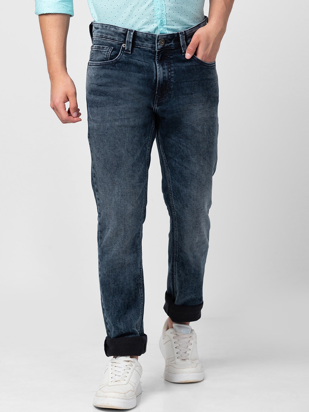 

SPYKAR Men Heavy Fade Mid-Rise Cotton Jeans, Blue