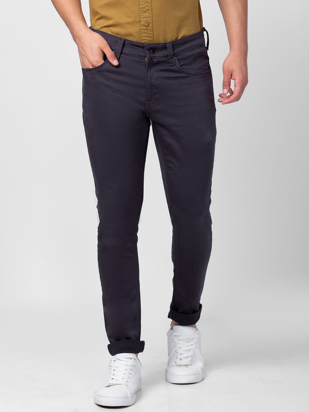 

SPYKAR Men Slim Fit Low-Rise Cotton Jeans, Grey
