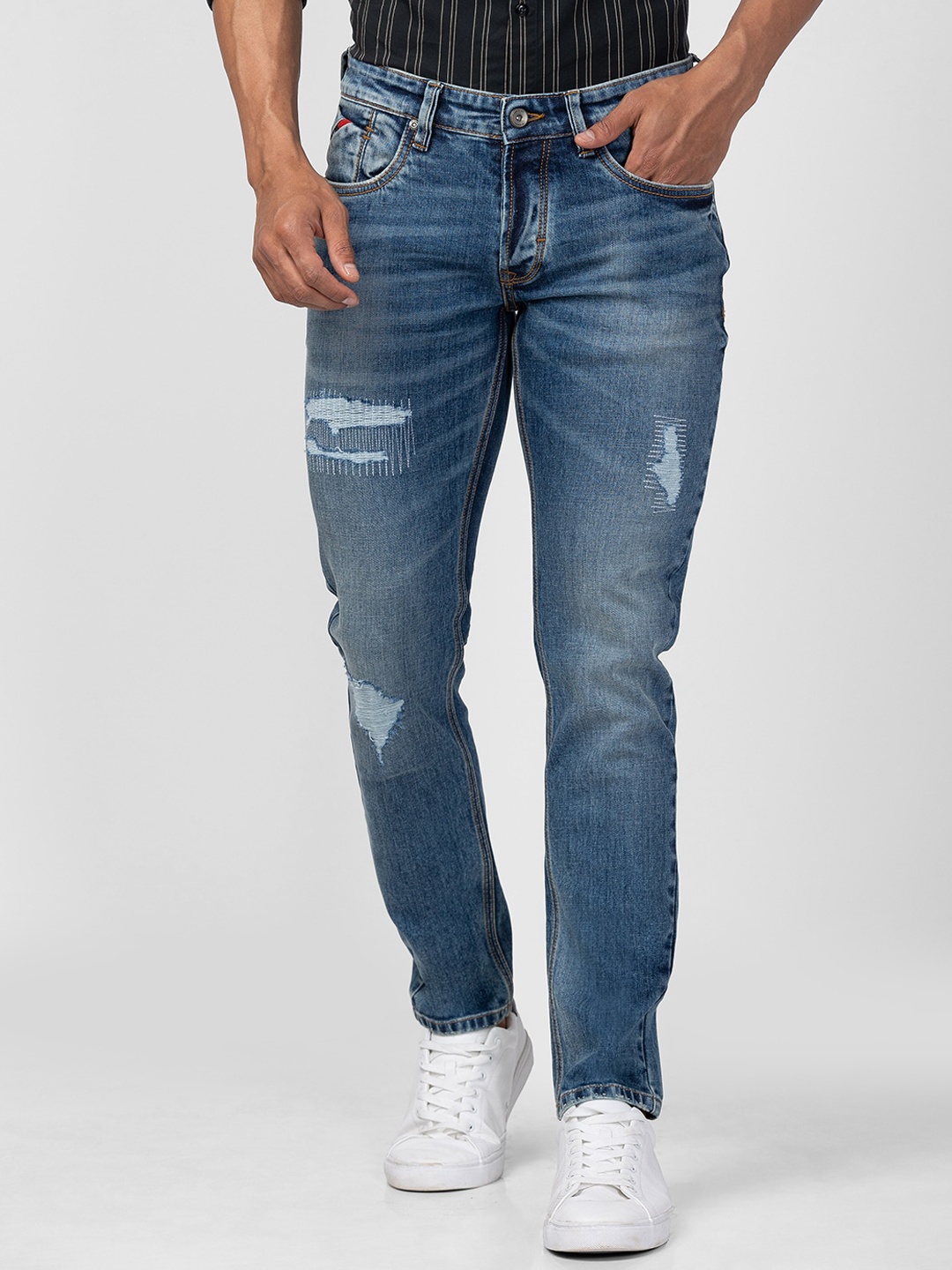 

SPYKAR Men Mildly Distressed Heavy Fade Cotton Jeans, Blue