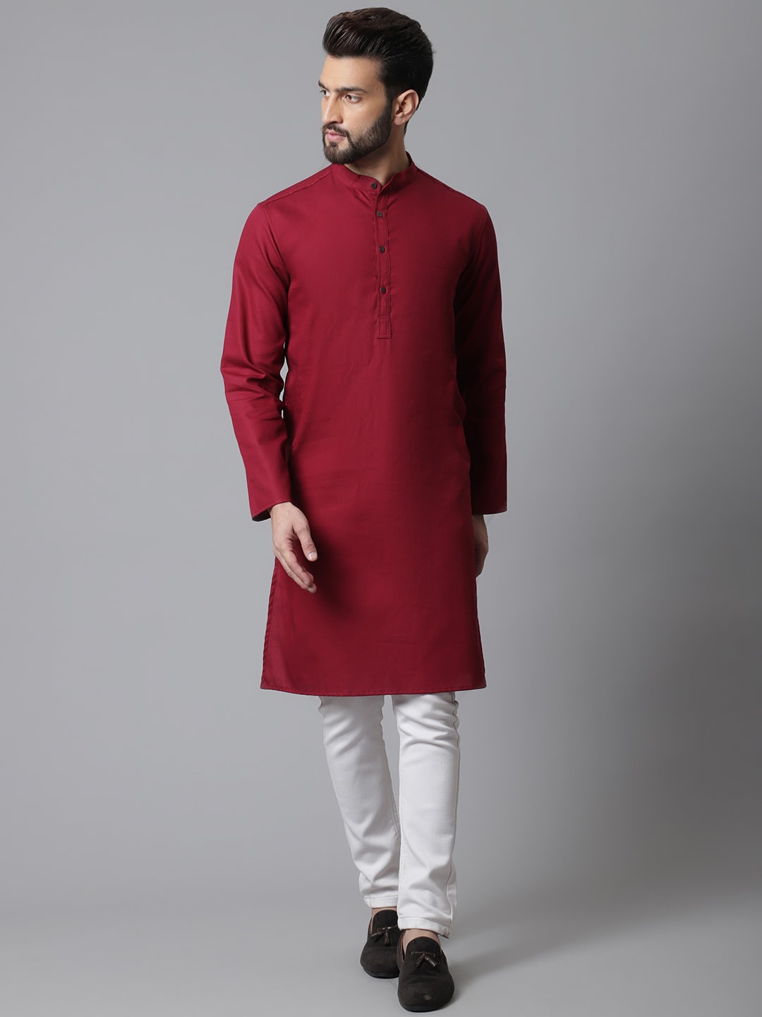 

even Men Cotton Kurta, Maroon