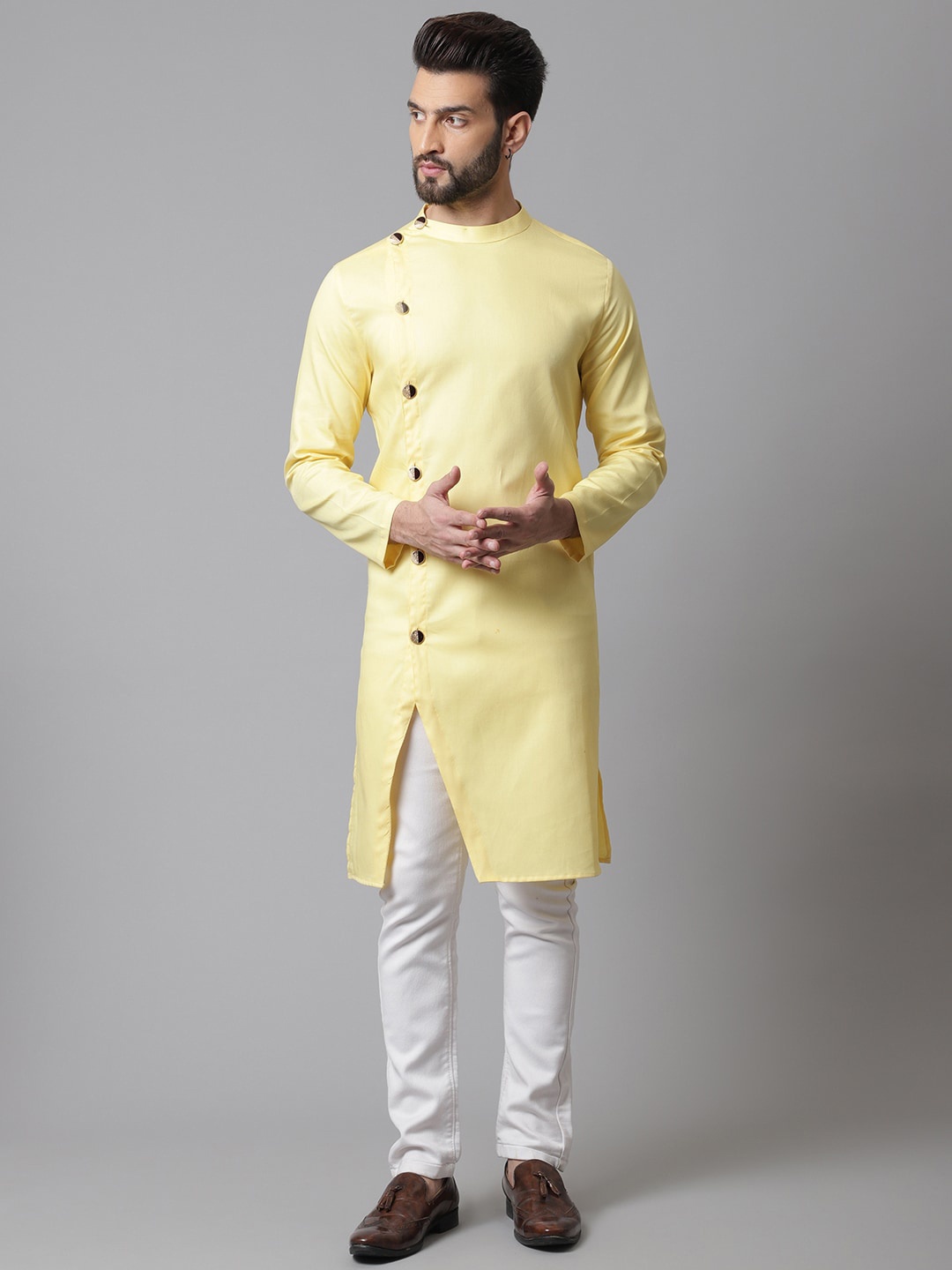 

even Men Cotton Kurta, Yellow