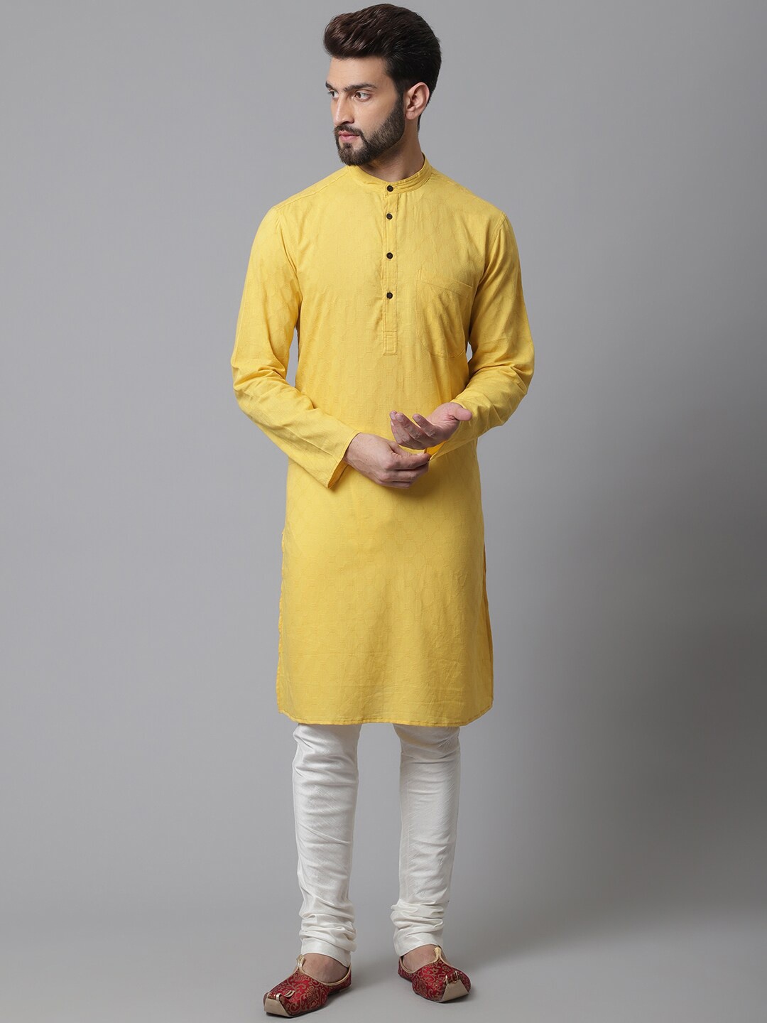 

even Men Cotton Kurta, Yellow