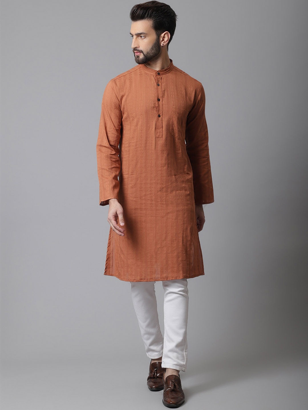 

even Men Cotton Kurta, Brown