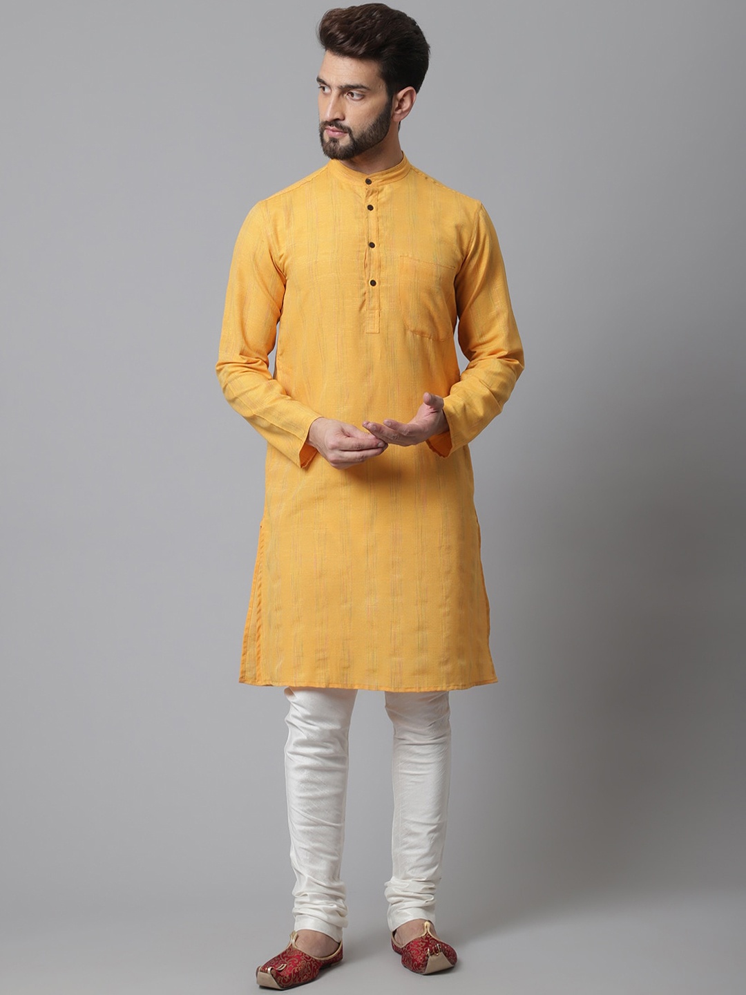 

even Men Cotton Kurta, Yellow