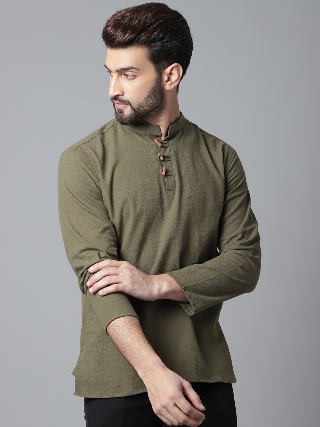 

even Men Cotton Kurta, Green