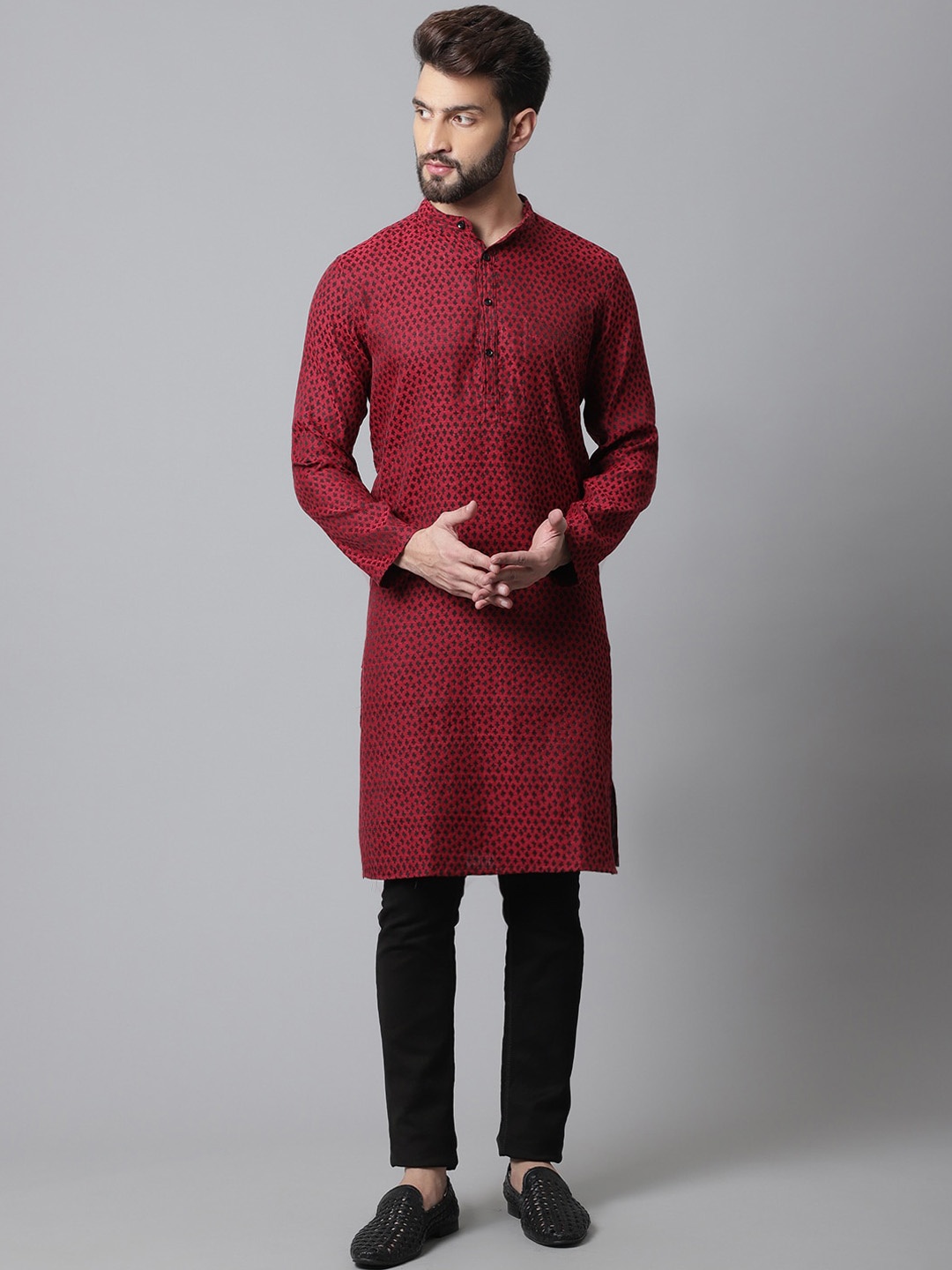 

even Men Kurta, Maroon