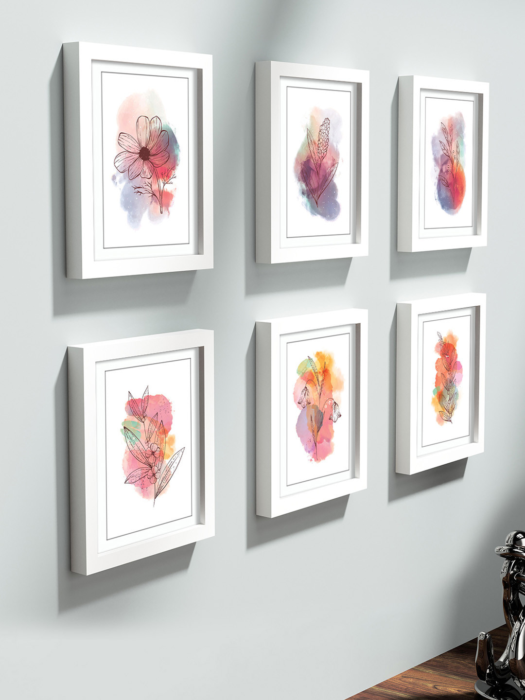 

RANDOM White & Black Set of 6 Wooden Photo Frames