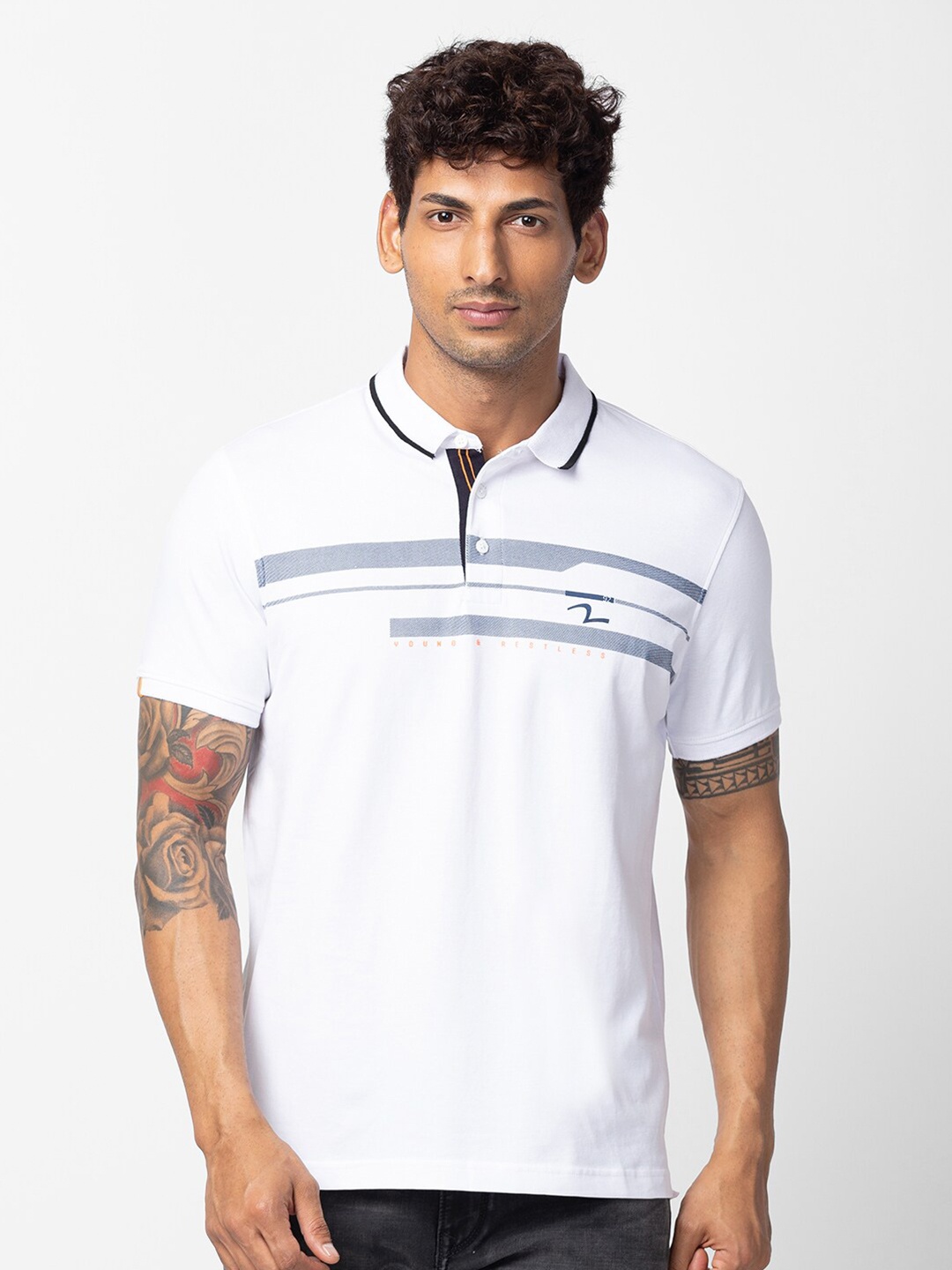 

SPYKAR Men Polo Collar Slim Fit Cotton T-shirt, White