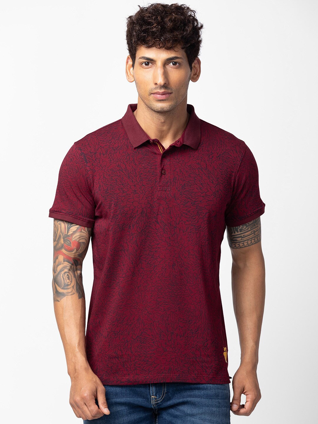 

SPYKAR Men Polo Collar Slim Fit T-shirt, Maroon