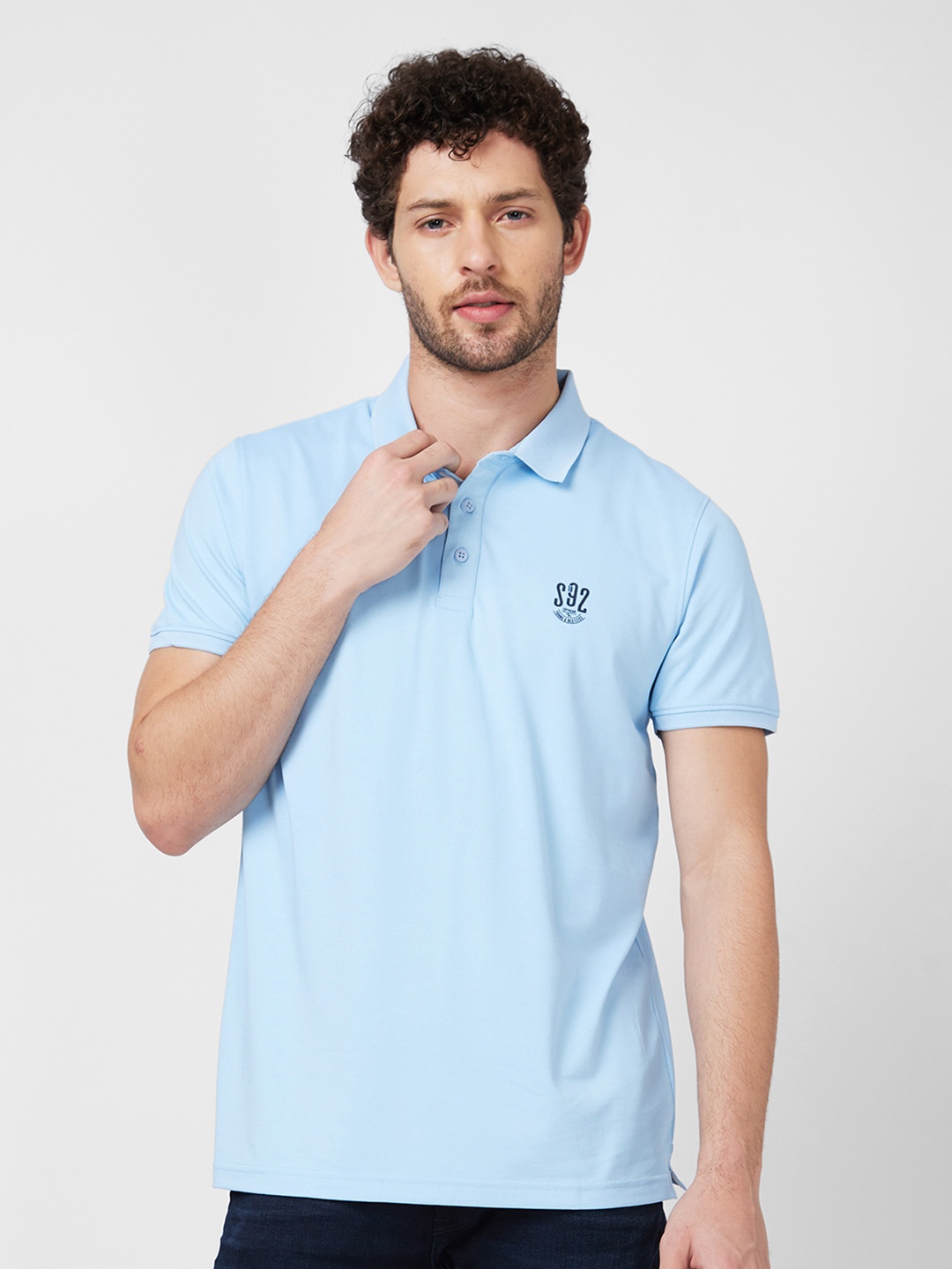 

SPYKAR Men Polo Collar Slim Fit Cotton T-shirt, Blue