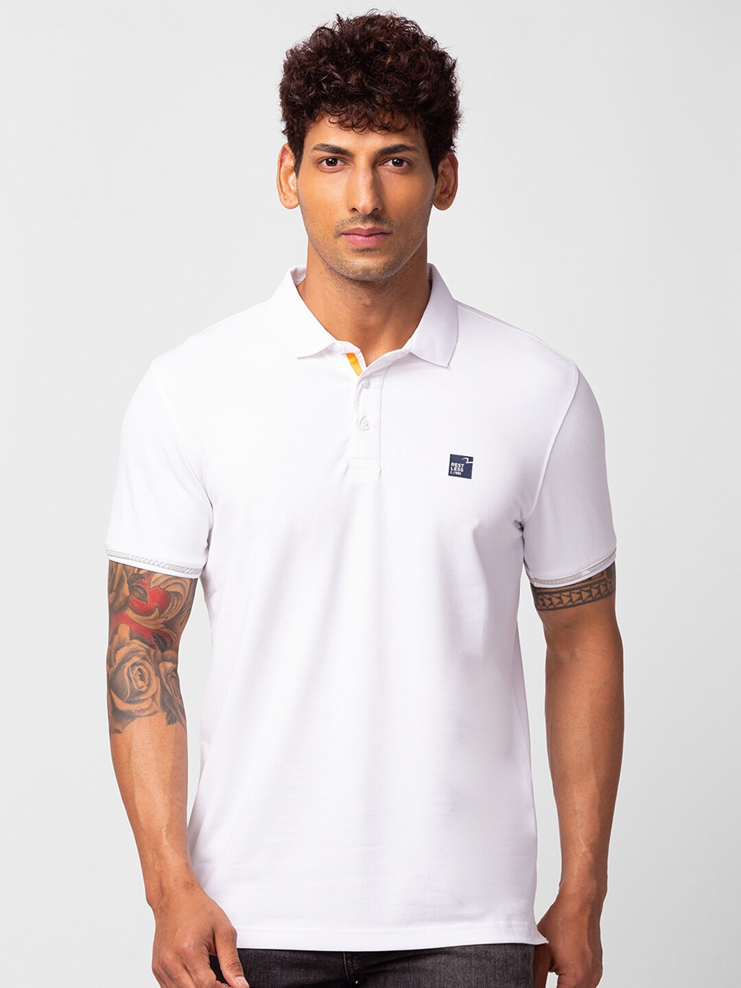 

SPYKAR Men Polo Collar Slim Fit Cotton T-shirt, White