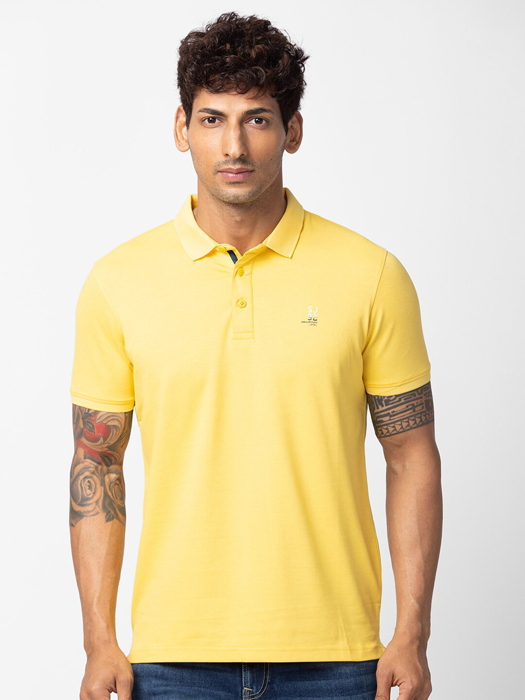 

SPYKAR Men Polo Collar Slim Fit T-shirt, Yellow