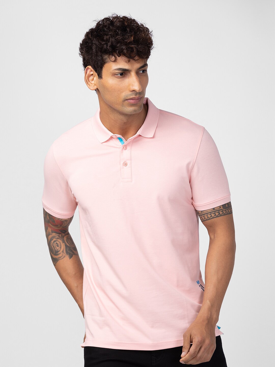 

SPYKAR Men Polo Collar Slim Fit Cotton T-shirt, Pink