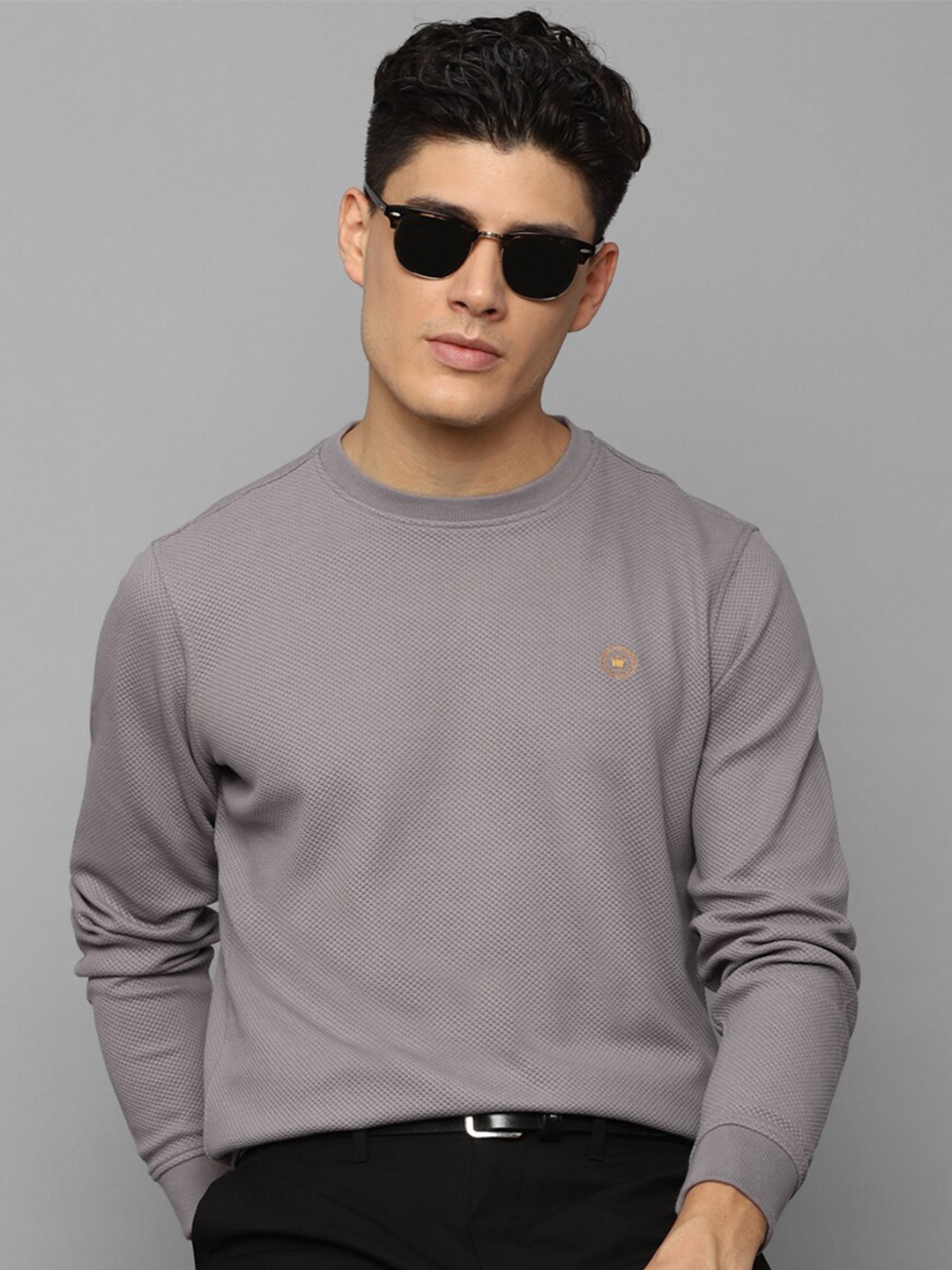 

Louis Philippe Men Cotton Sweatshirt, Grey