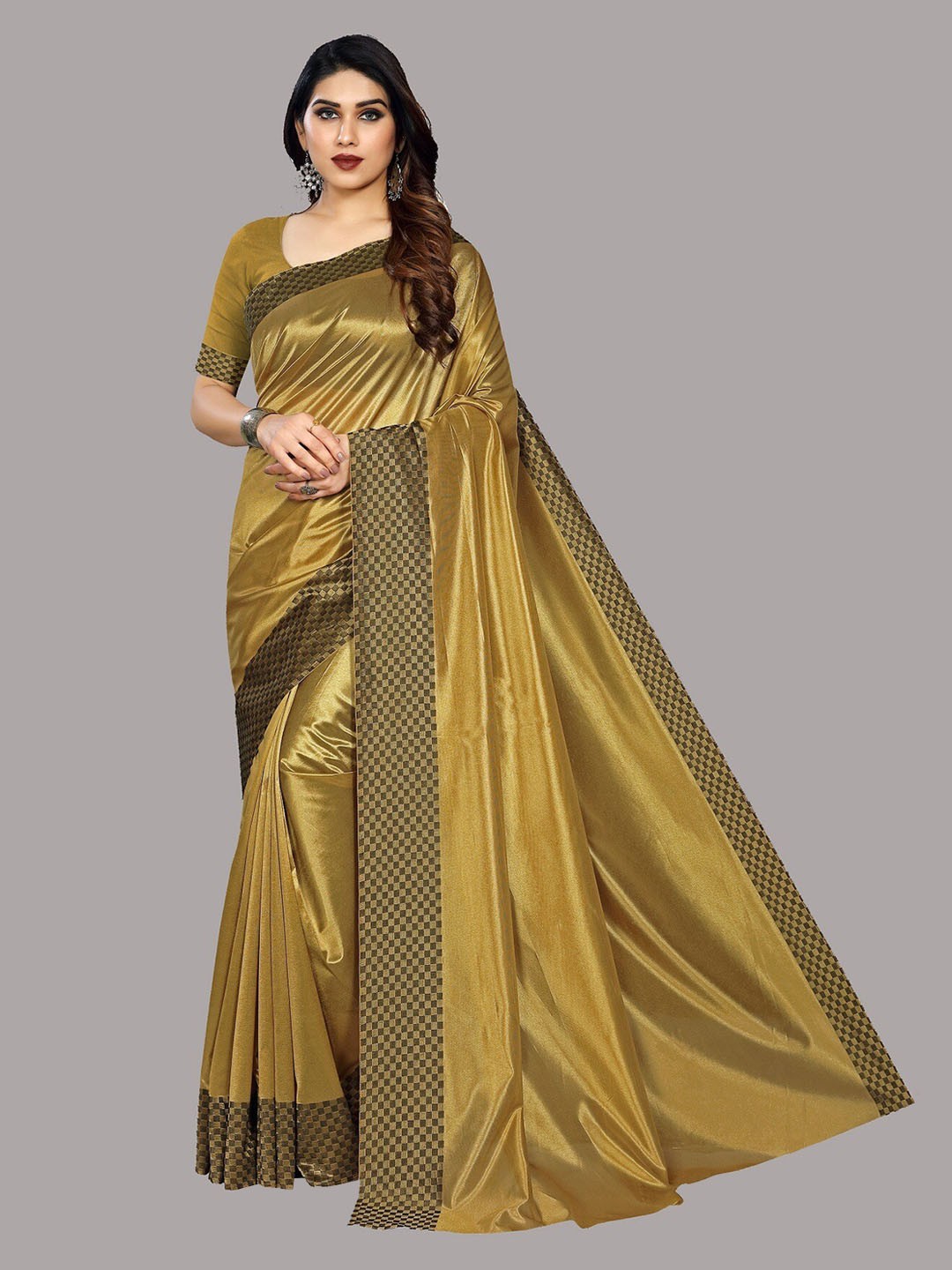 

Ethnic Yard Yellow Solid Saree