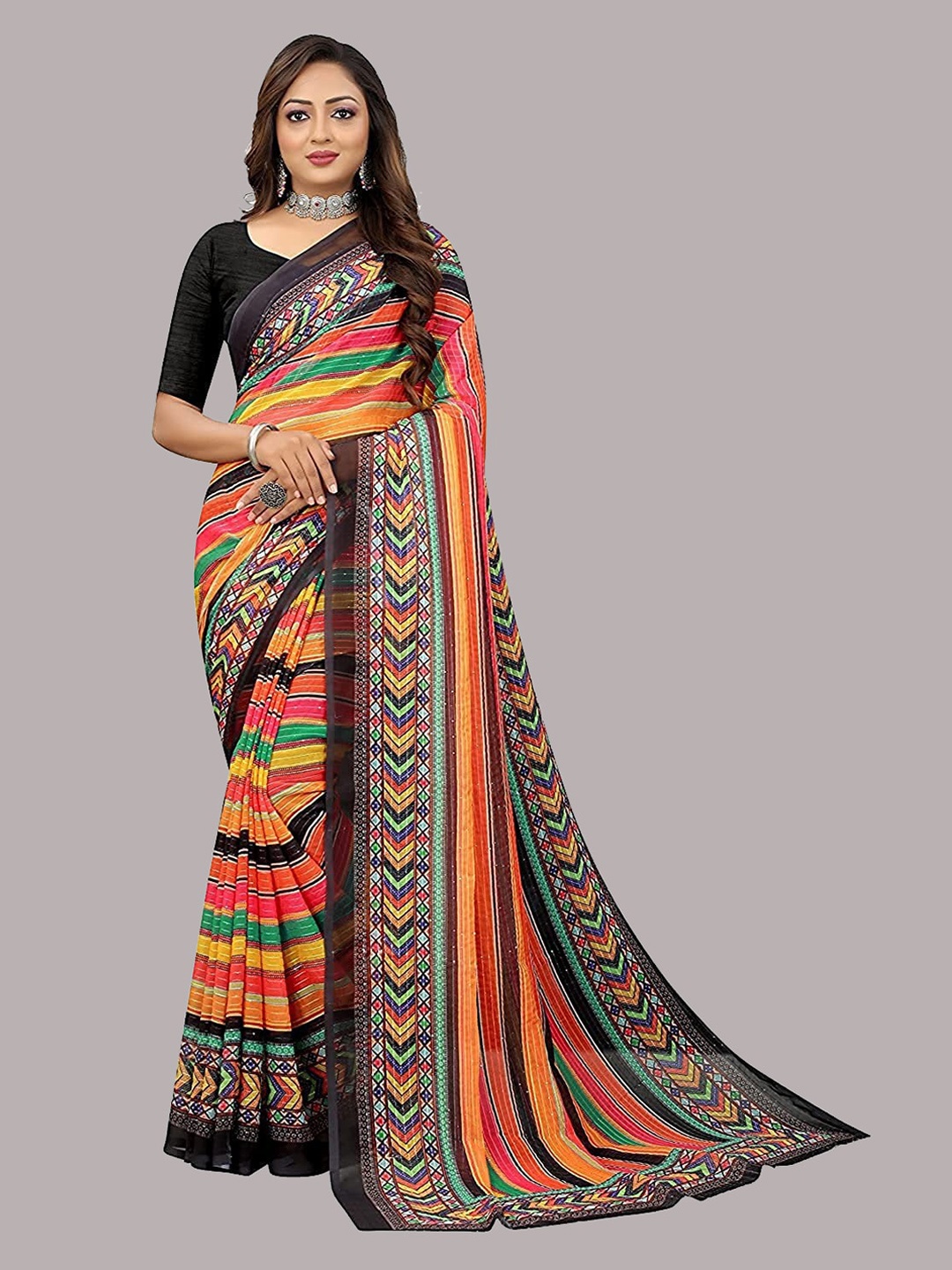 

Ethnic Yard Pure Chiffon Saree, Orange