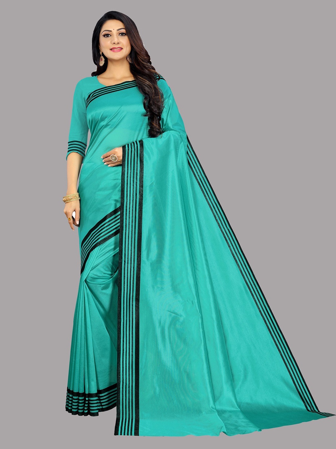 

Ethnic Yard Blue Solid Saree
