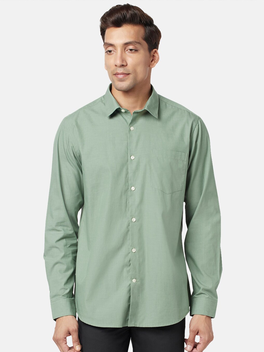 

BYFORD by Pantaloons Men Slim Fit Cotton Casual Shirt, Green