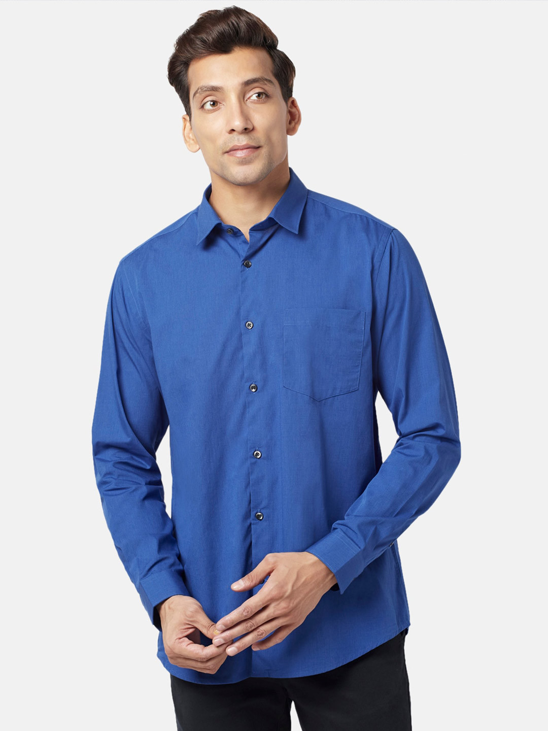 

BYFORD by Pantaloons Men Slim Fit Cotton Formal Shirt, Blue