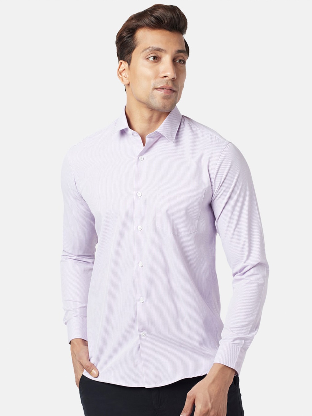 

BYFORD by Pantaloons Men Slim Fit Printed Formal Shirt, Lavender