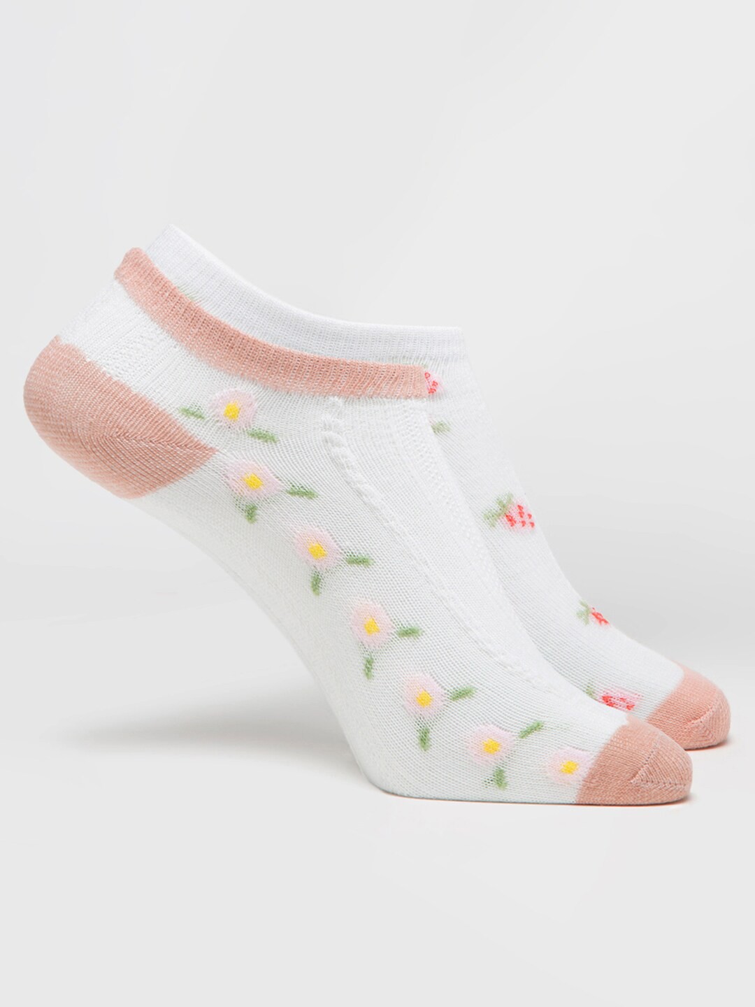 

J Style Women Pack Of 2 Patterned Ankle Length Socks, White