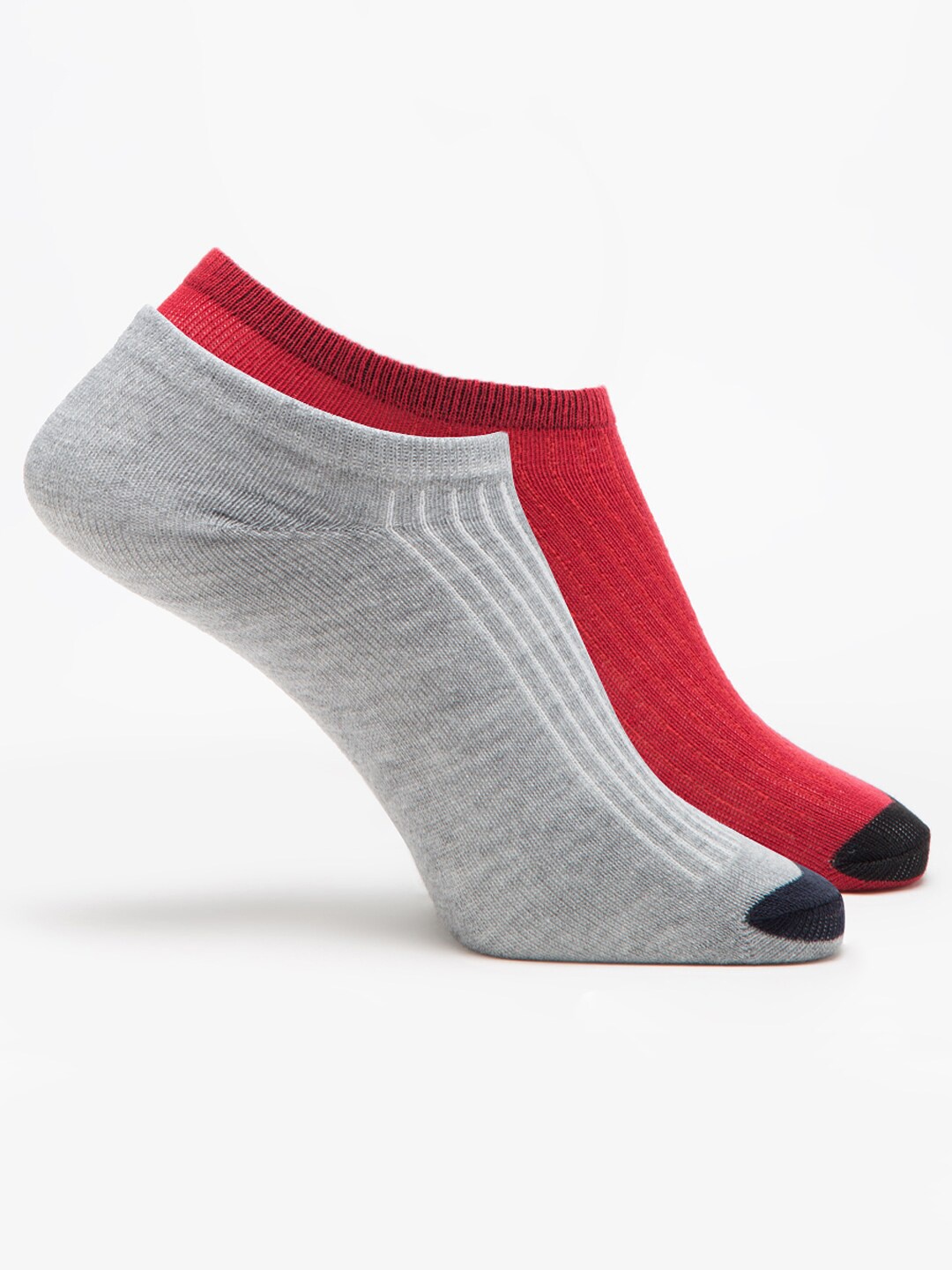 

J Style Women Pack Of 2 Striped Shoe Liners, Red