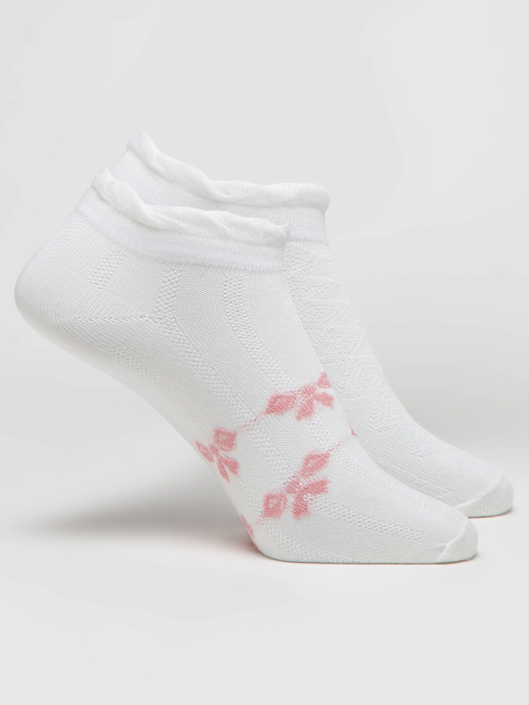 

J Style Women Pack of 2 Ankle-Length Socks, White