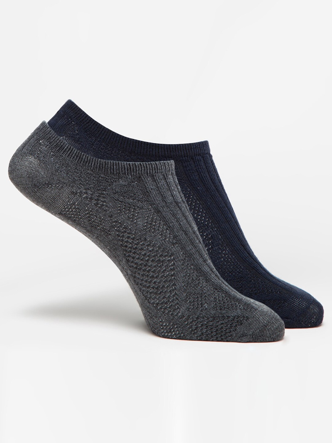 

J Style Women Pack Of 2 Ribbed Shoe Liner Socks, Grey