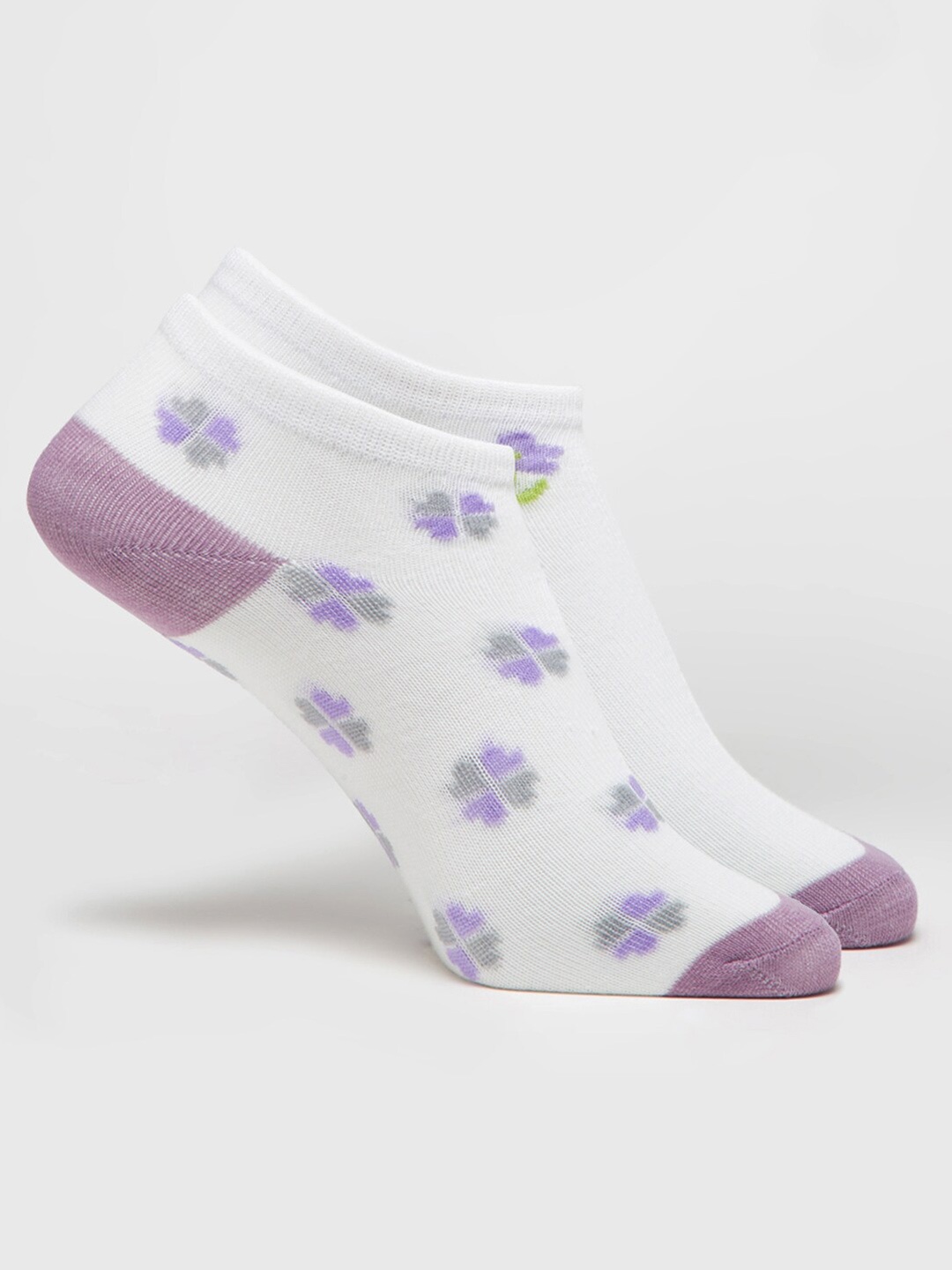 

J Style Women Pack Of 2 Patterned Ankle-Length Socks, White
