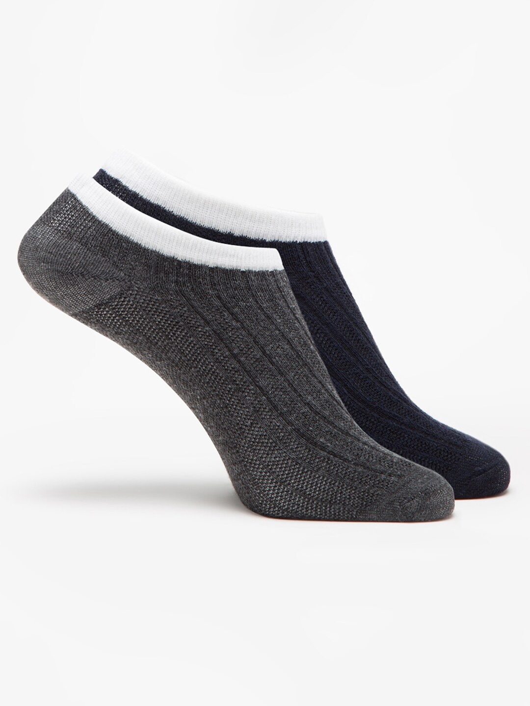 

J Style Women Pack Of 2 Patterned Cotton Ankle-Length Socks, Grey