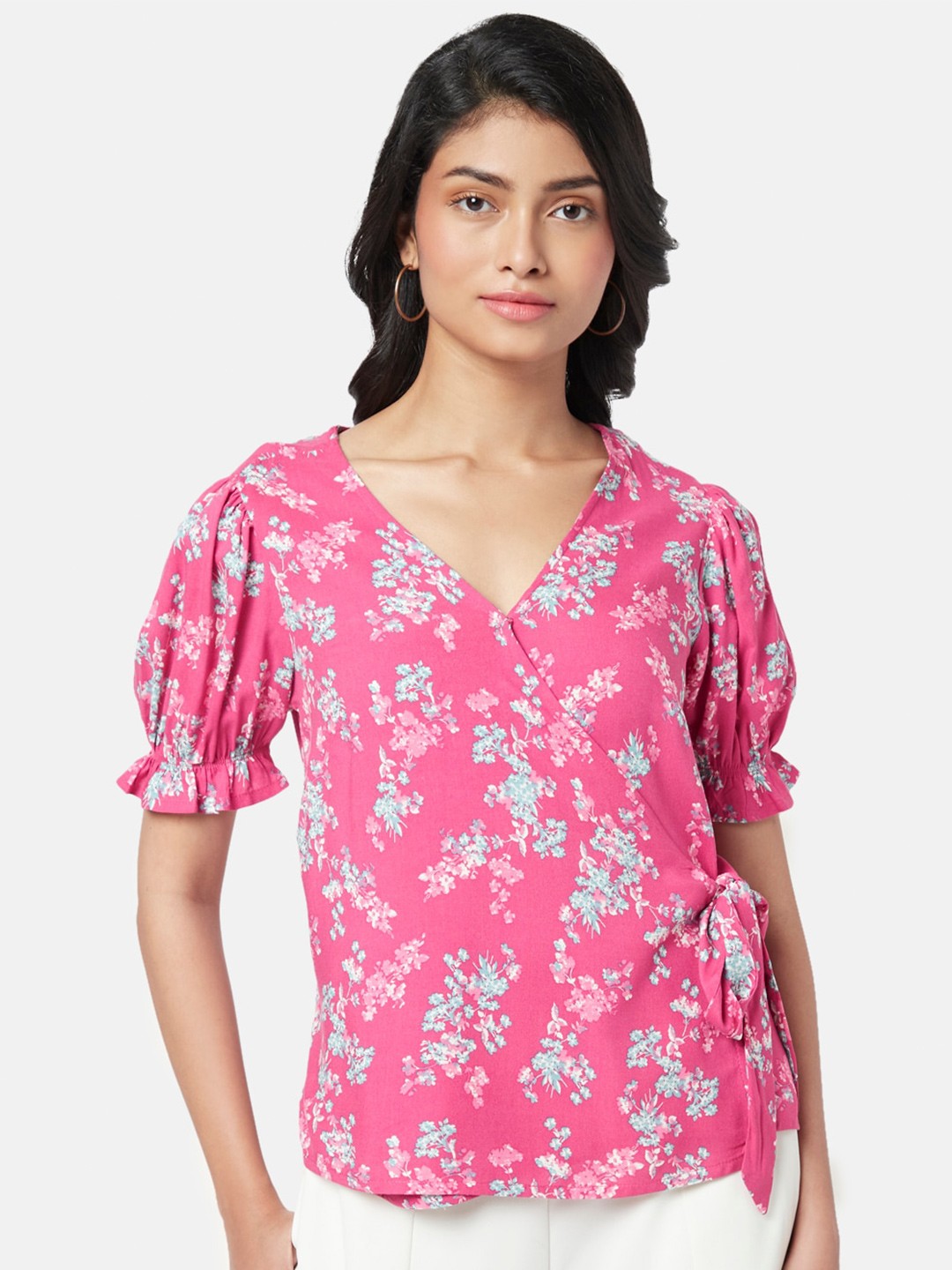 

Honey by Pantaloons Floral Print Wrap Top, Pink