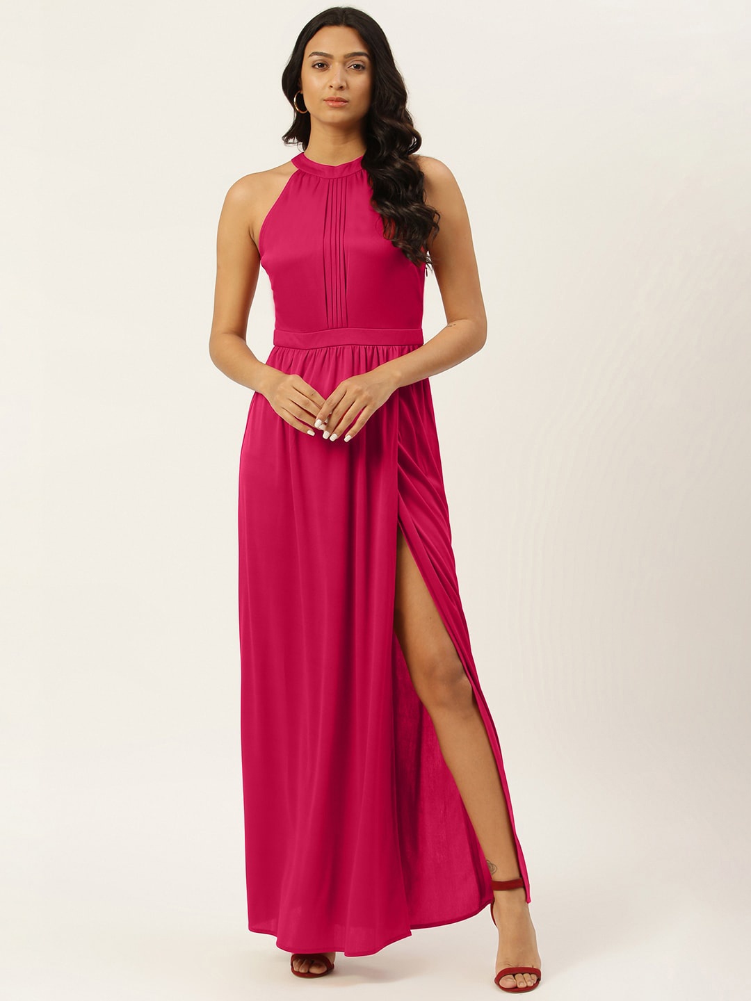 

TRENDY DIVVA Sleeveless Side Slit Party Maxi Dress, Pink