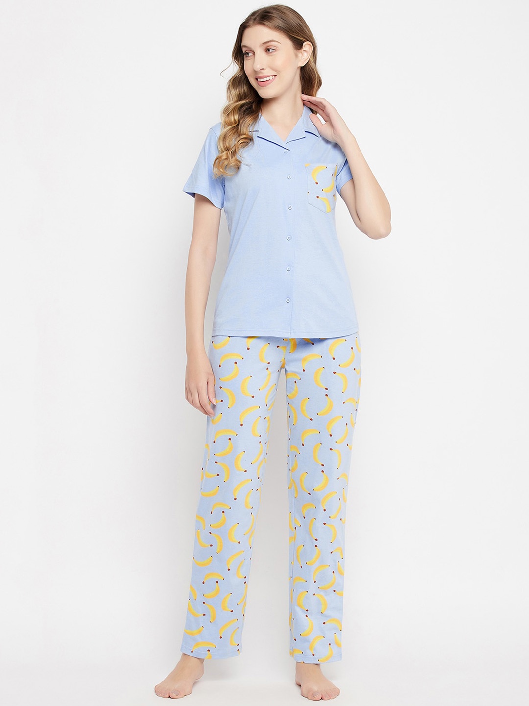

Clovia Women Printed Night suit, Blue