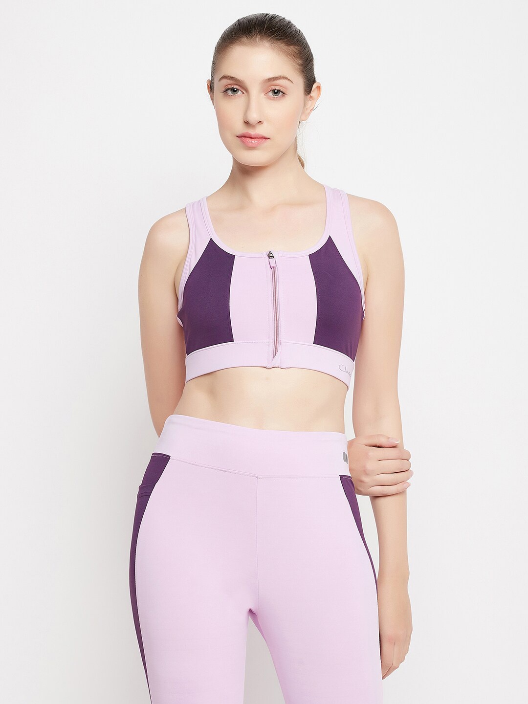 

Clovia Lightly Colourblocked Padded Sports Bra, Pink
