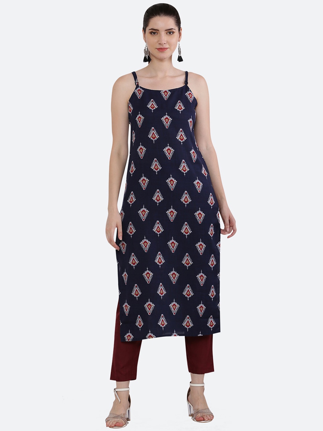 

KETAKI FASHION Women Ethnic Motifs Printed Kurta with Trousers, Navy blue