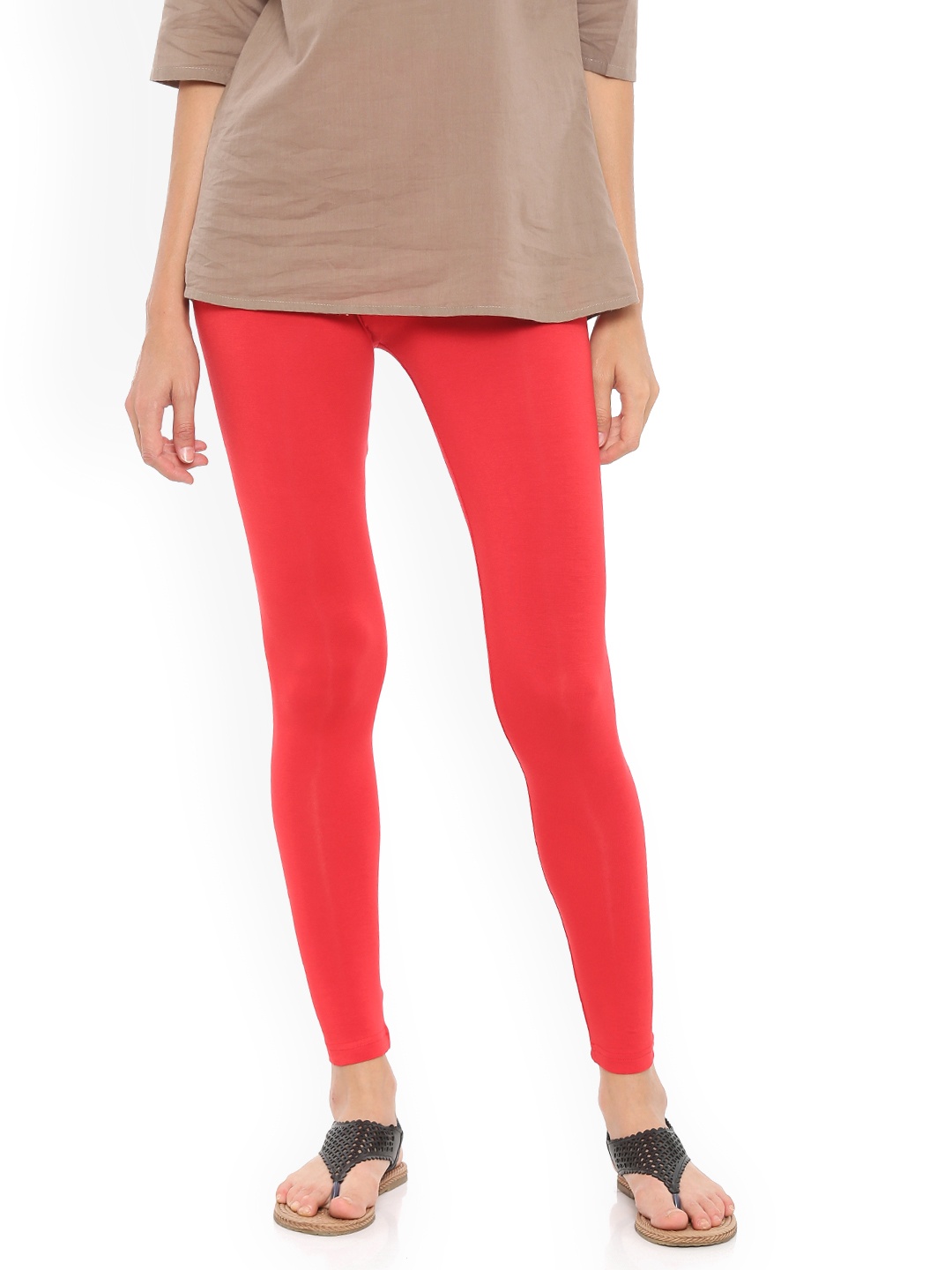 

De Moza Red Ankle-Length Leggings