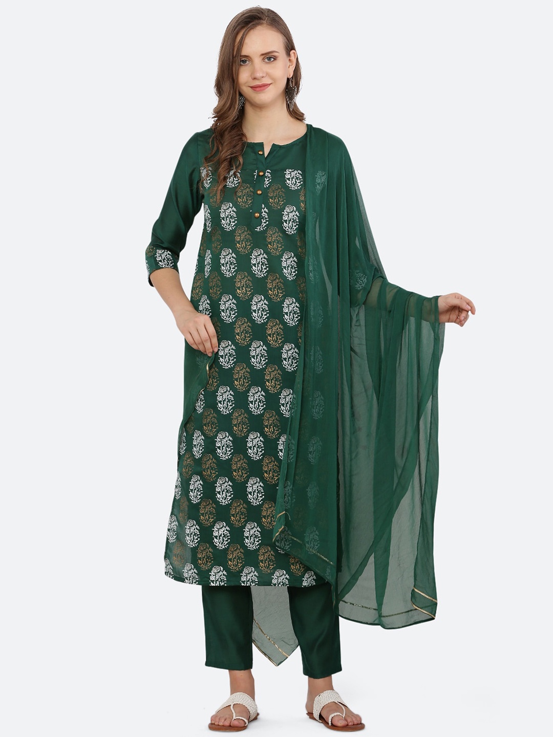 

KETAKI FASHION Women Floral Printed Kurta with Trousers & Dupatta, Green
