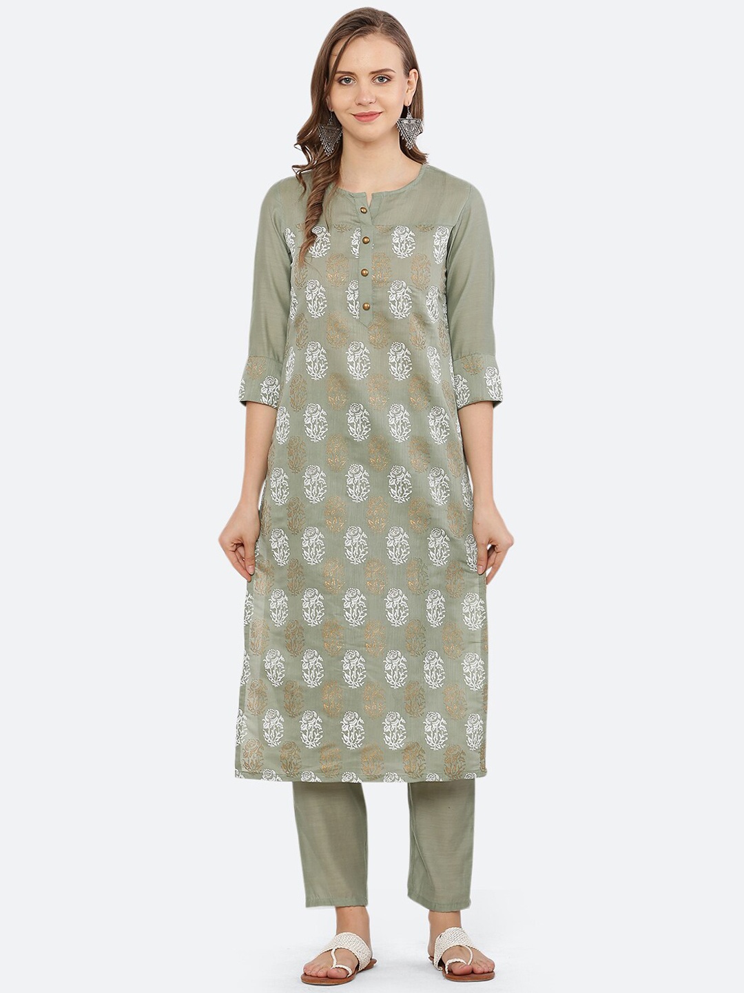 

KETAKI FASHION Women Floral Printed Kurta with Trousers & Dupatta, Sea green