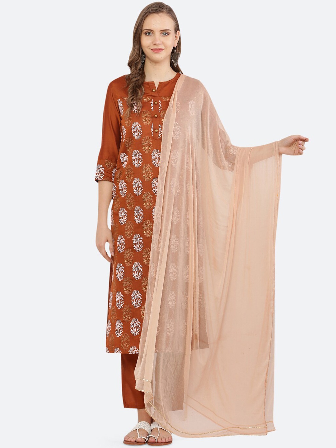 

KETAKI FASHION Women Floral Printed Kurta with Trousers & Dupatta, Brown