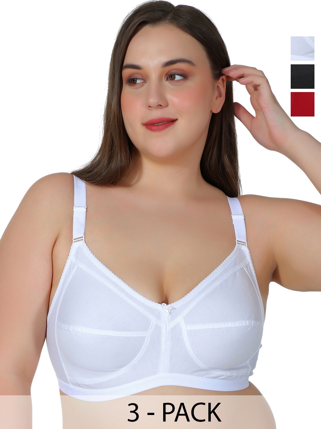 

Leading Lady Pack of 3 Non Padded Non Wired T-Shirt Bra, White