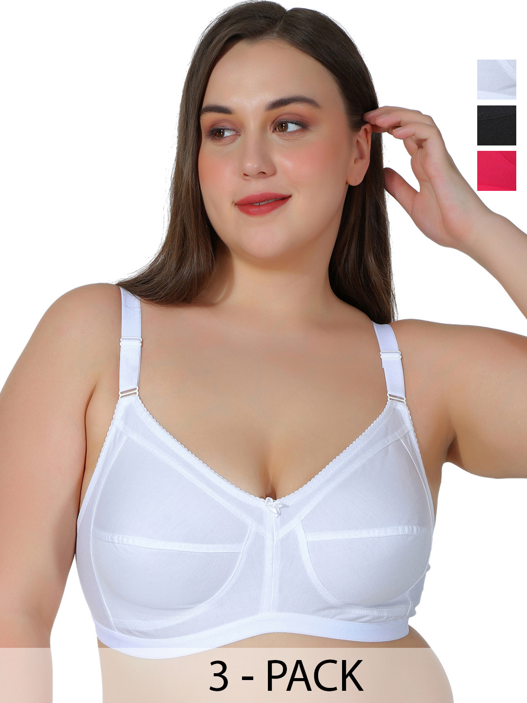 

Leading Lady Pack of 3 Non Padded Non Wired T-Shirt Bra, White