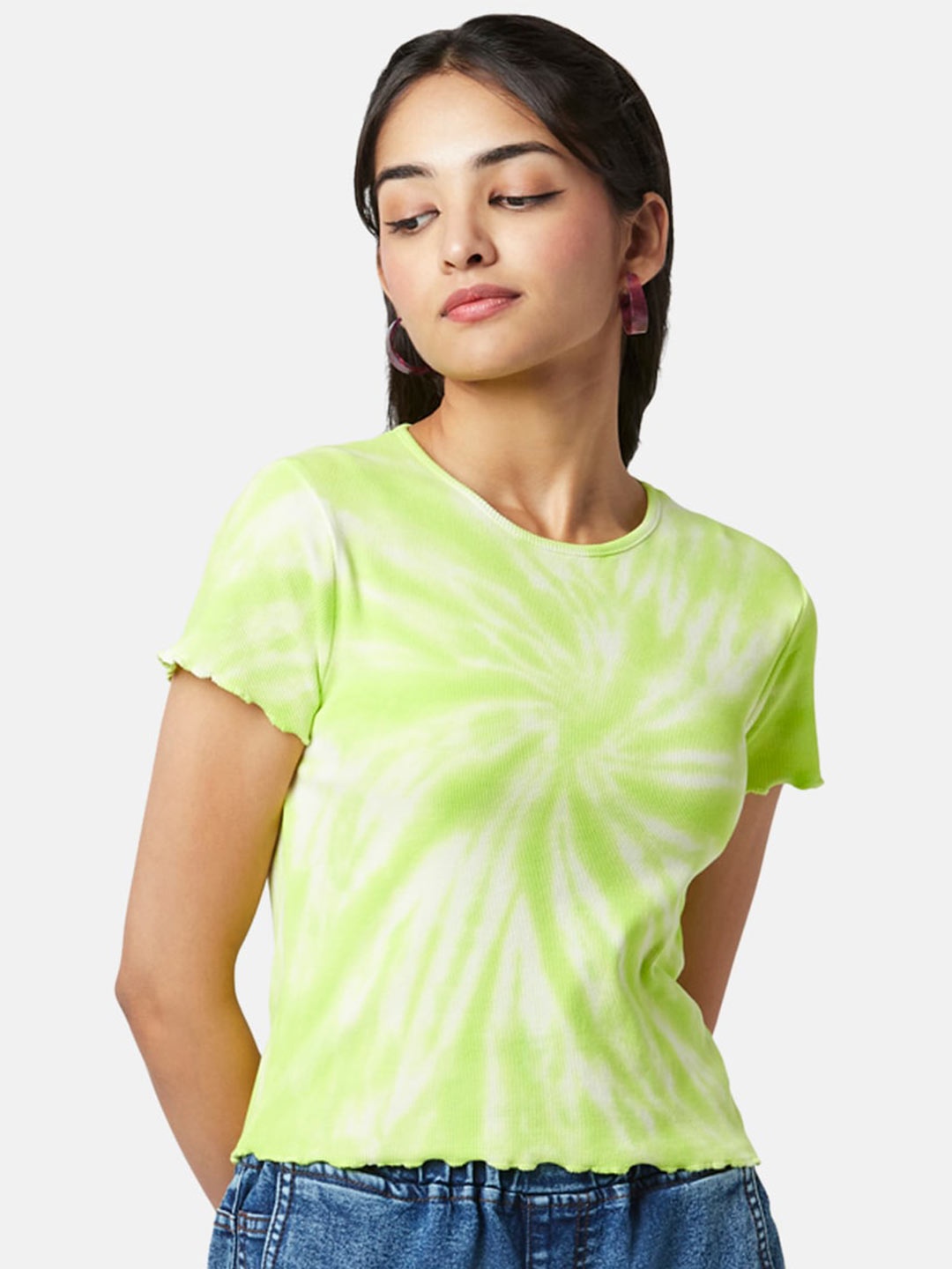 

YU by Pantaloons Dyed Tie and Dye Top, Green
