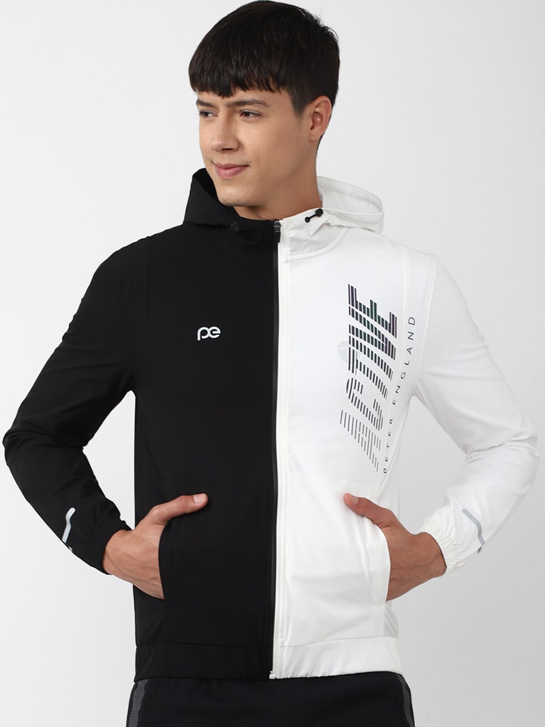 

Peter England Casuals Men Colourblocked Training or Gym Sporty Jacket, Black